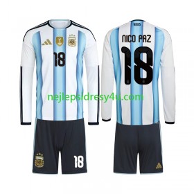 Fotbalový Dres Argentina Nico Paz 18 Dětské Domácí Mistrovství světa 2026 Dlouhý Rukáv